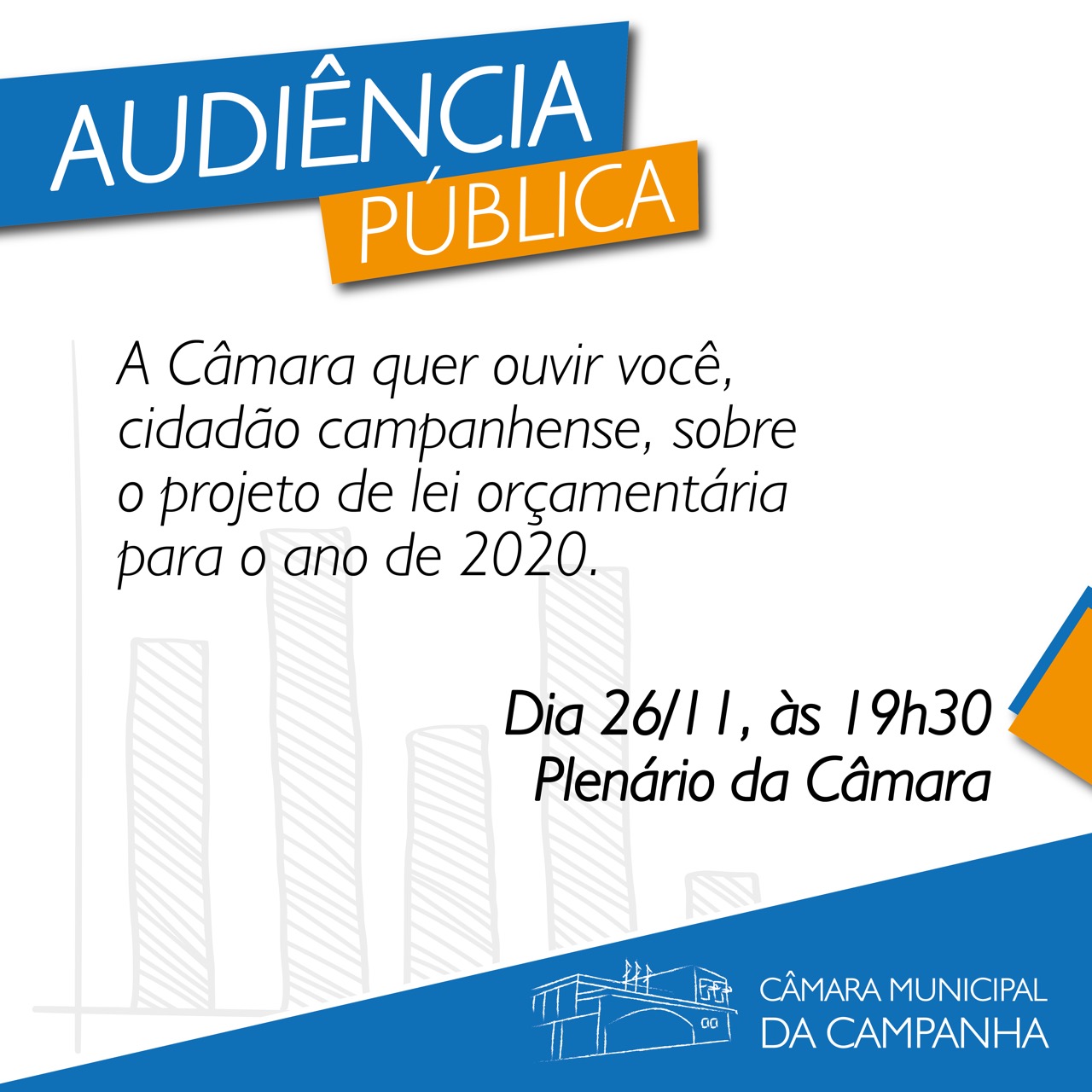 Apresentação da proposta orçamentária acontece na próxima terça