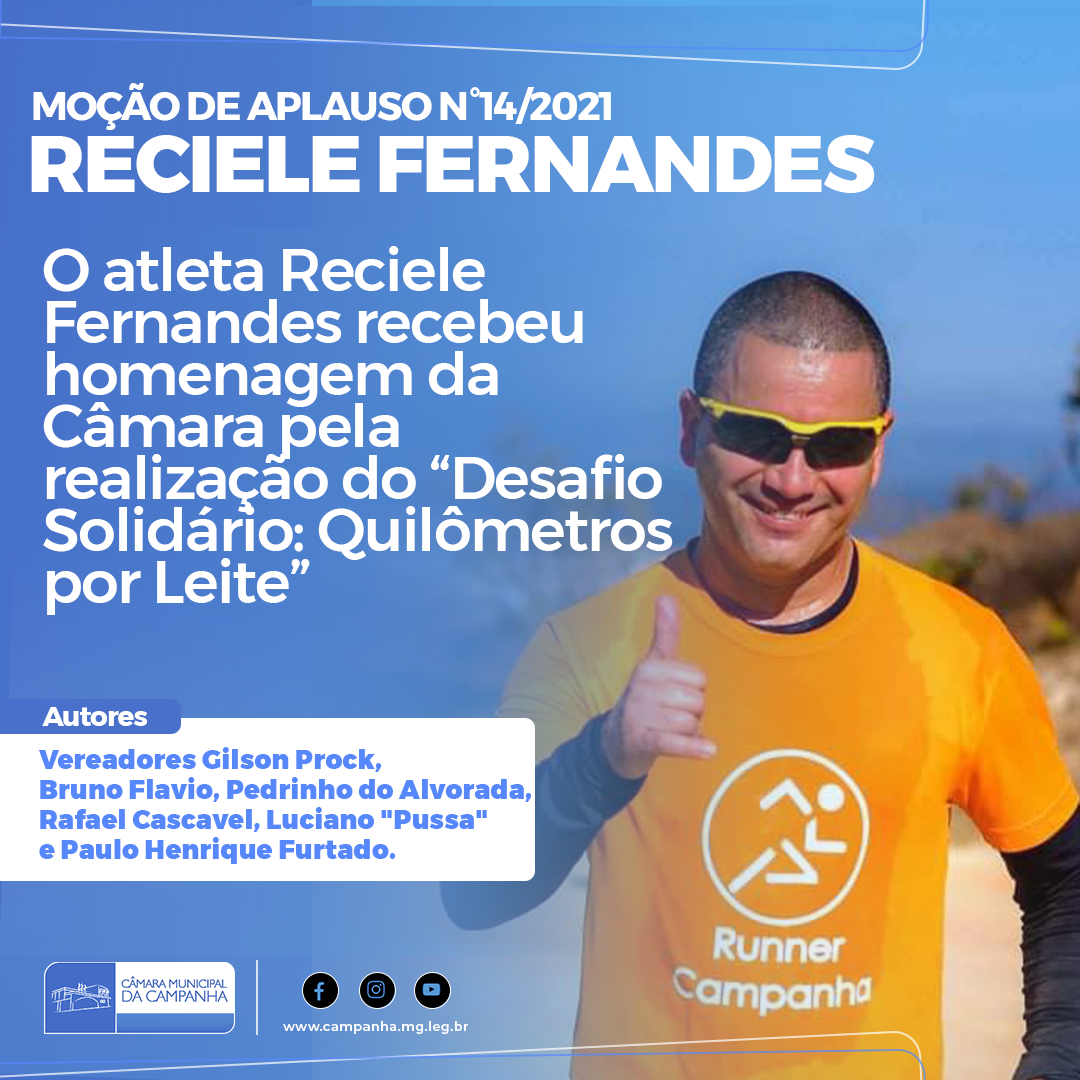 Atleta Reciele Fernandes é homenageado pela Câmara