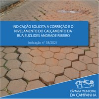 Calçamento da Rua Euclides Ribeiro Andrade necessita de nivelamento