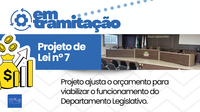 Câmara analisa projeto que adequa orçamento para funcionamento do Departamento Legislativo