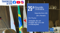 Câmara apreciará projeto de lei e novas indicações na Reunião Ordinária