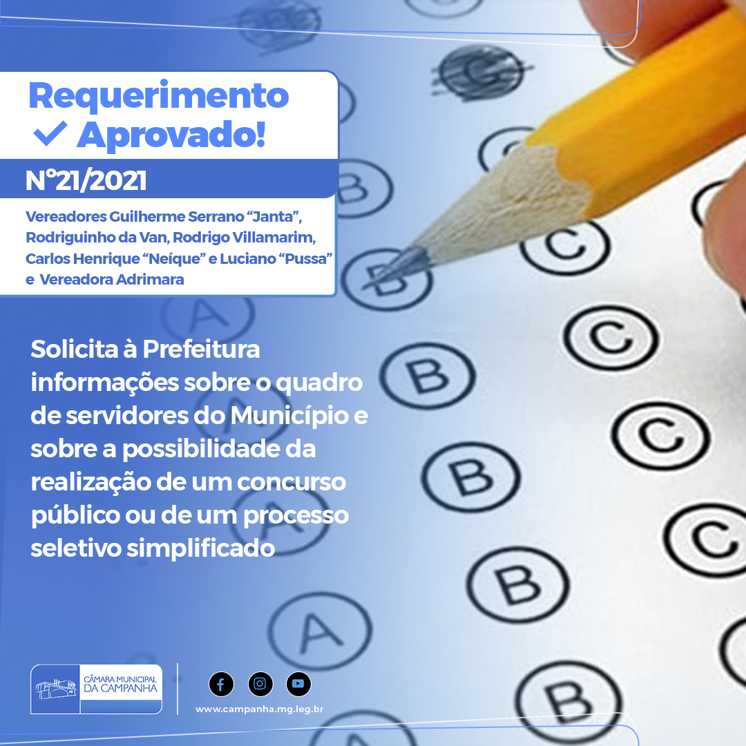 Câmara consulta Prefeitura sobre concurso público e processo seletivo simplificado