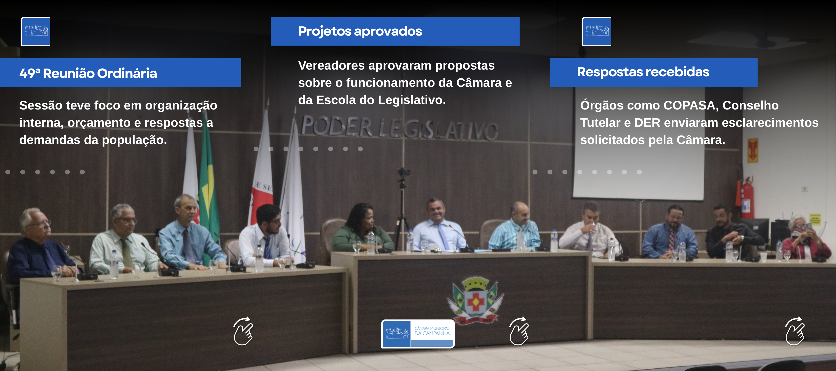 Câmara realiza 49ª Reunião Ordinária com aprovação de projetos e leitura de respostas de órgãos públicos