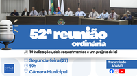 Câmara terá pauta com LDO de 2027, denominação de via, indicações e moções na 52ª Reunião