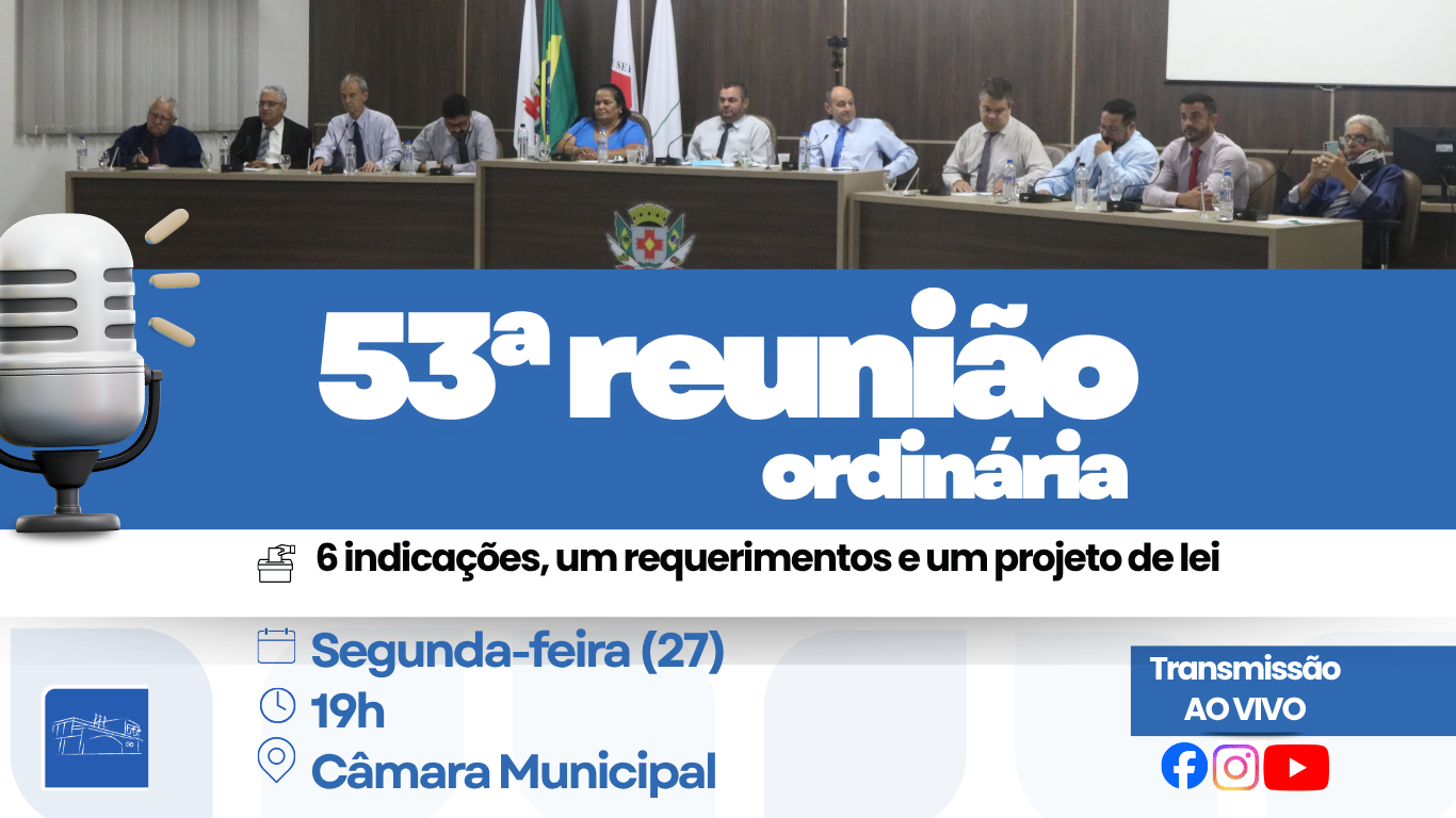 Câmara terá pauta com projeto de denominação de rua, indicações e requerimento
