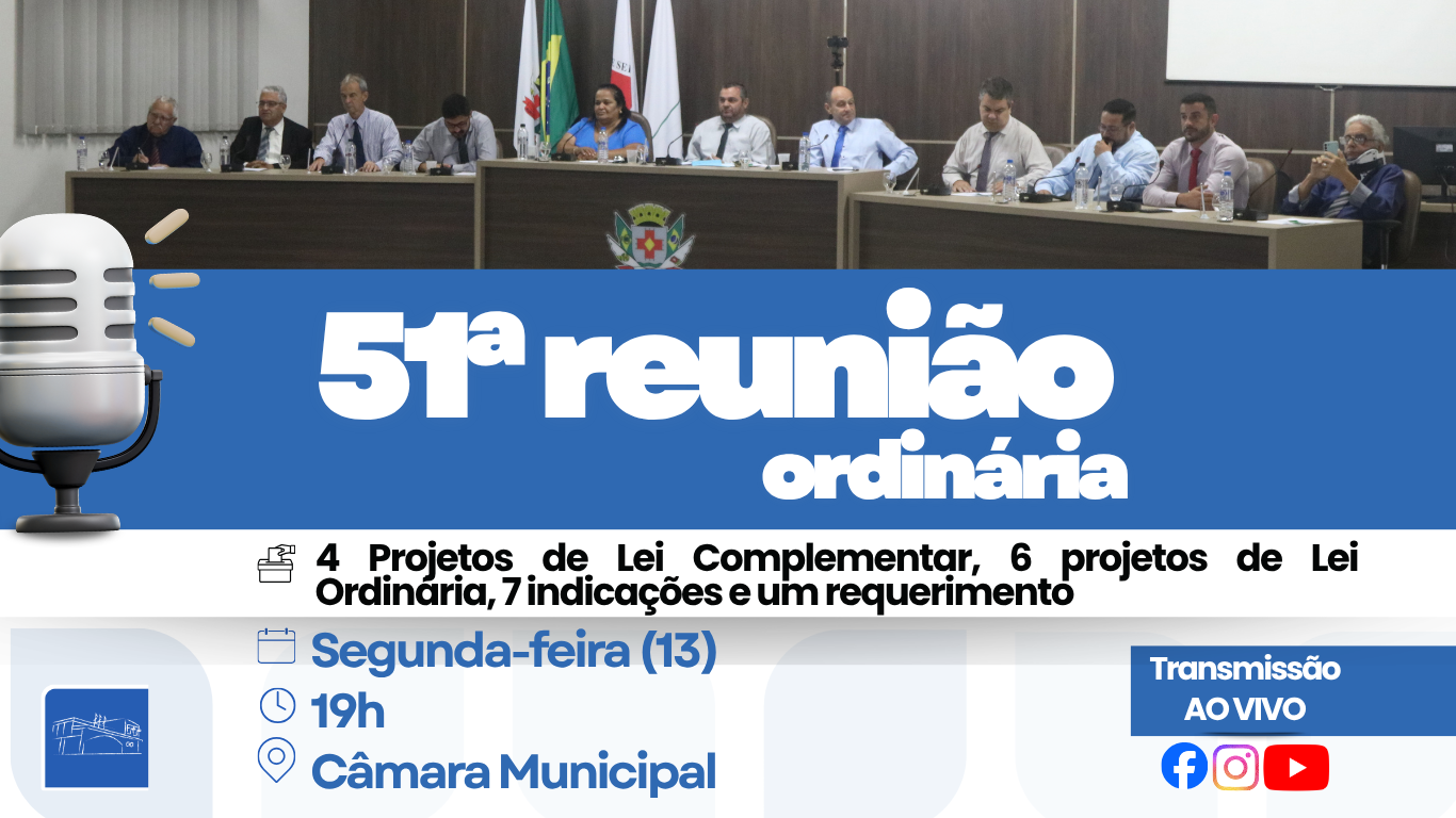Câmara terá pauta com projetos sobre servidores, auxílio-alimentação, orçamento e propostas para diferentes áreas do município