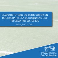 Campo de futebol do Bairro Jefferson de Oliveira precisa de iluminação 