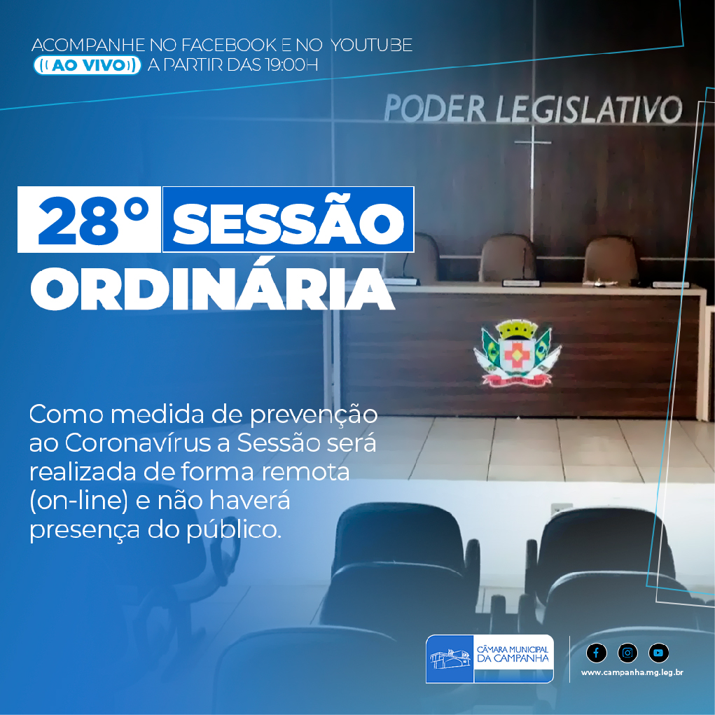 Confira a pauta da 28° Sessão Ordinária