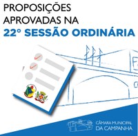 Confira as proposições aprovadas na 22° Sessão Ordinária de 2021, realizada no dia 29 de junho de 2021