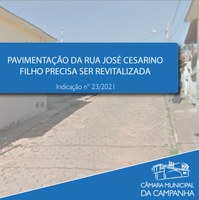 Pavimentação da Rua José Cesarino Filho precisa ser revitalizada